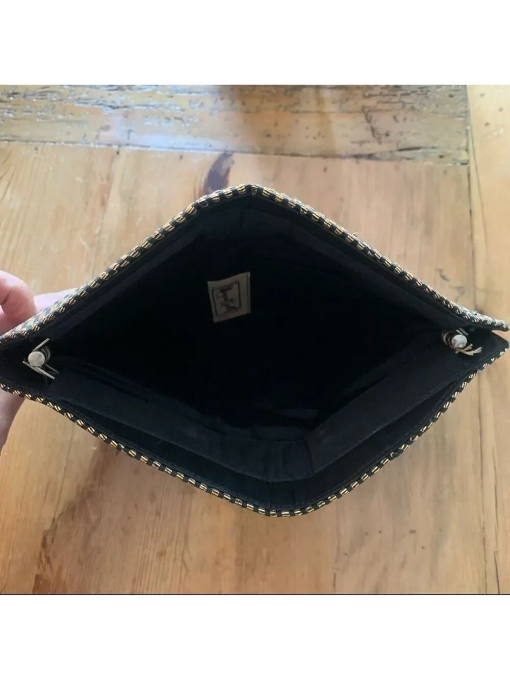 𝅺EUC Vintage Margaret Smith Gardiner Maine 1960’s black gold Clutch Purse Rare!